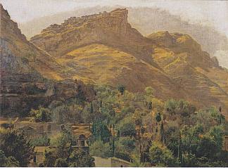在陶尔米纳看山城莫拉 Look to the mountain town of Mola at Taormina (1844)，费尔迪南德·乔治·瓦尔特米勒