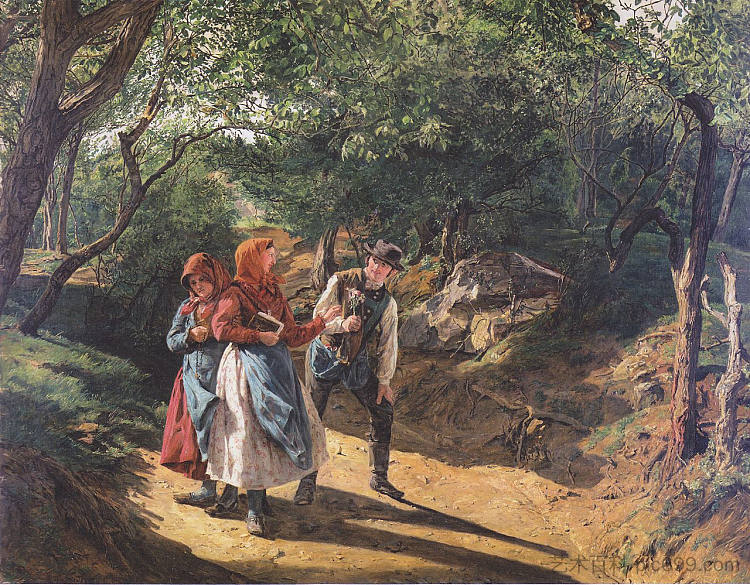 在树林里开会 Meeting in the woods (1863),费尔迪南德·乔治·瓦尔特米勒