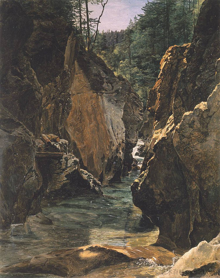 伊施尔的雷滕巴赫峡谷 Rettenbach-gorge at Ischl (1831)，费尔迪南德·乔治·瓦尔特米勒