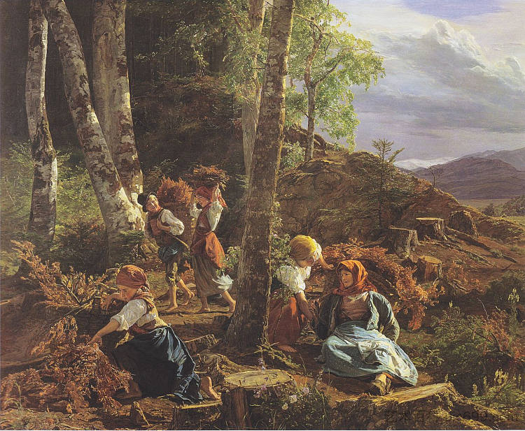 维也纳森林的拉什伍德收藏家 rushwood collectors in the Wienerwald (1855)，费尔迪南德·乔治·瓦尔特米勒