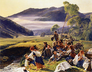 朝圣者休息 The pilgrims resting (1859)，费尔迪南德·乔治·瓦尔特米勒