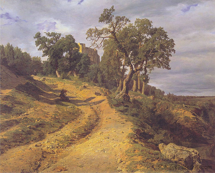 莫德林的列支敦士登废墟 The ruin Lichtenstein at Mödling (1848),费尔迪南德·乔治·瓦尔特米勒