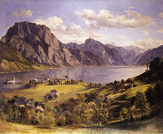 特劳恩湖与奥尔特城堡 Traunsee with Orth-castle (c.1830)，费尔迪南德·乔治·瓦尔特米勒