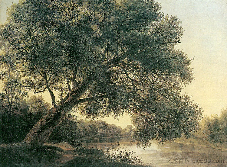 小溪边的树 Tree by the brook (c.1831)，费尔迪南德·乔治·瓦尔特米勒