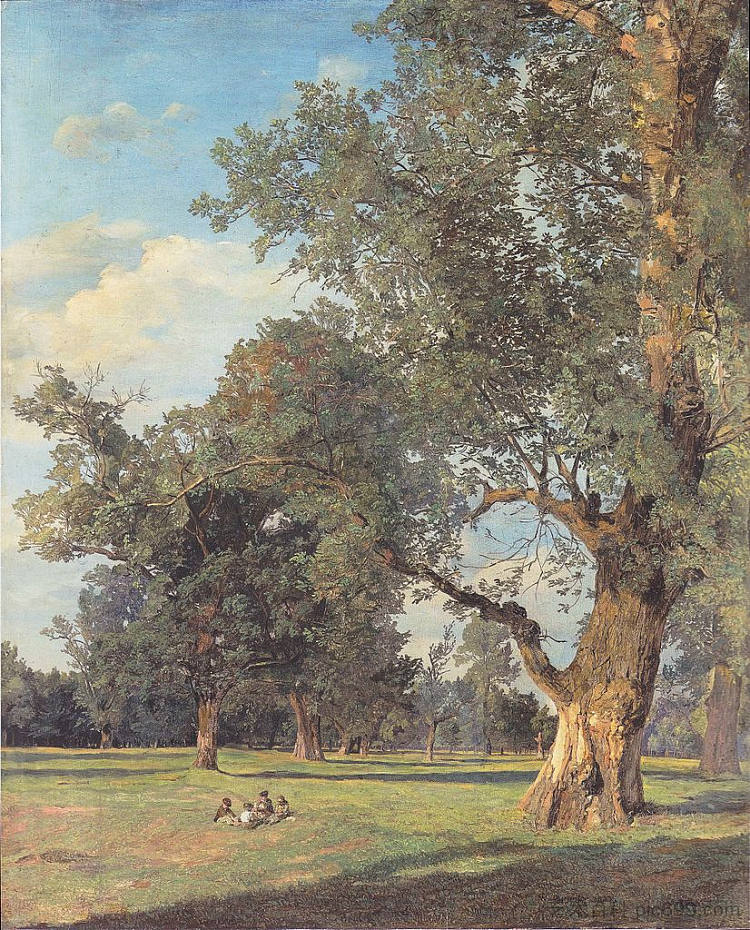 普拉特的树木与坐着的人物 Trees in the Prater with seated figures (1833)，费尔迪南德·乔治·瓦尔特米勒