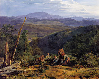 维也纳森林景观与野蛋城堡 Wienerwald landscape with Wildegg castle (1855; Austria                     )，费尔迪南德·乔治·瓦尔特米勒