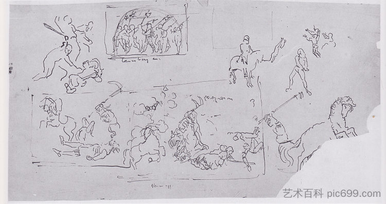 战斗场景 Battle scenes (c.1896)，费迪南德·霍德勒