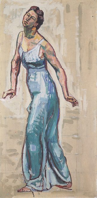 边境女人形象在蓝色魔杖 Border woman figure in blue Gwand (1915)，费迪南德·霍德勒