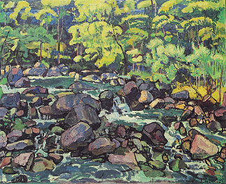 尚佩里的森林溪流 Forest Stream at Champery (1916)，费迪南德·霍德勒