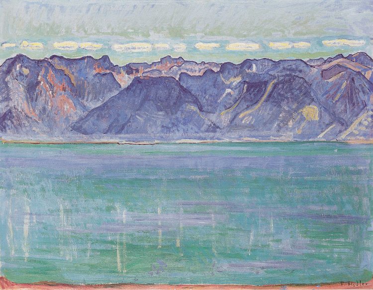 日内瓦湖，俯瞰萨沃伊贝赫 Lake Geneva, overlooking the Savoyerberge (c.1906)，费迪南德·霍德勒