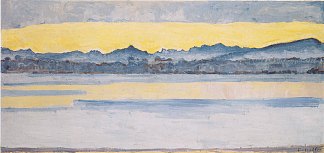 黎明时分的日内瓦湖与勃朗峰 Lake Geneva with Mont Blanc at dawn (1918)，费迪南德·霍德勒