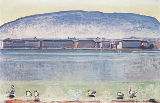 日内瓦湖与六只天鹅 Lake Geneva with six swans (1914)，费迪南德·霍德勒