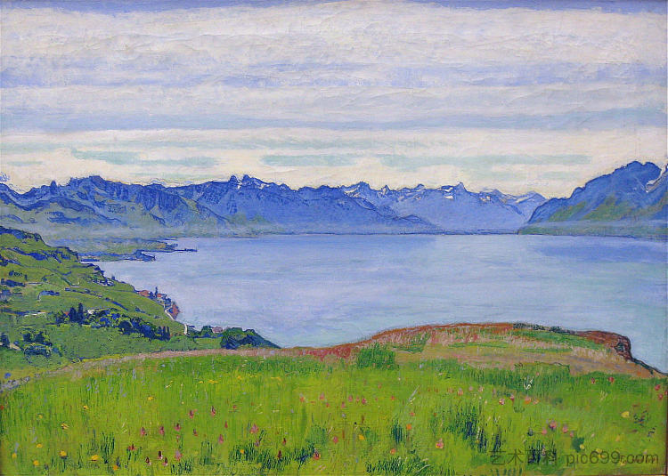 日内瓦湖景观 Landscape on Lake Geneva (1906)，费迪南德·霍德勒