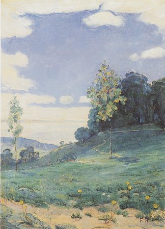 有两棵小树的景观 Landscape with two small trees (c.1893)，费迪南德·霍德勒