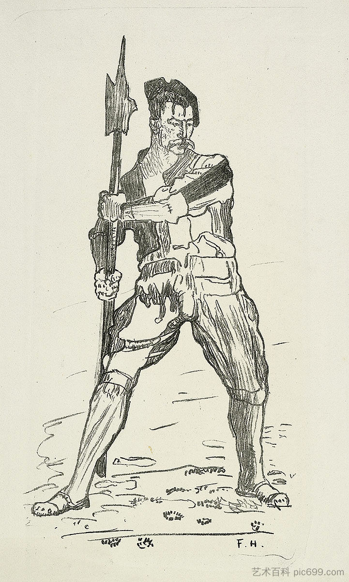 兰斯克内西特与戟 Landsknecht with halberd (1897)，费迪南德·霍德勒