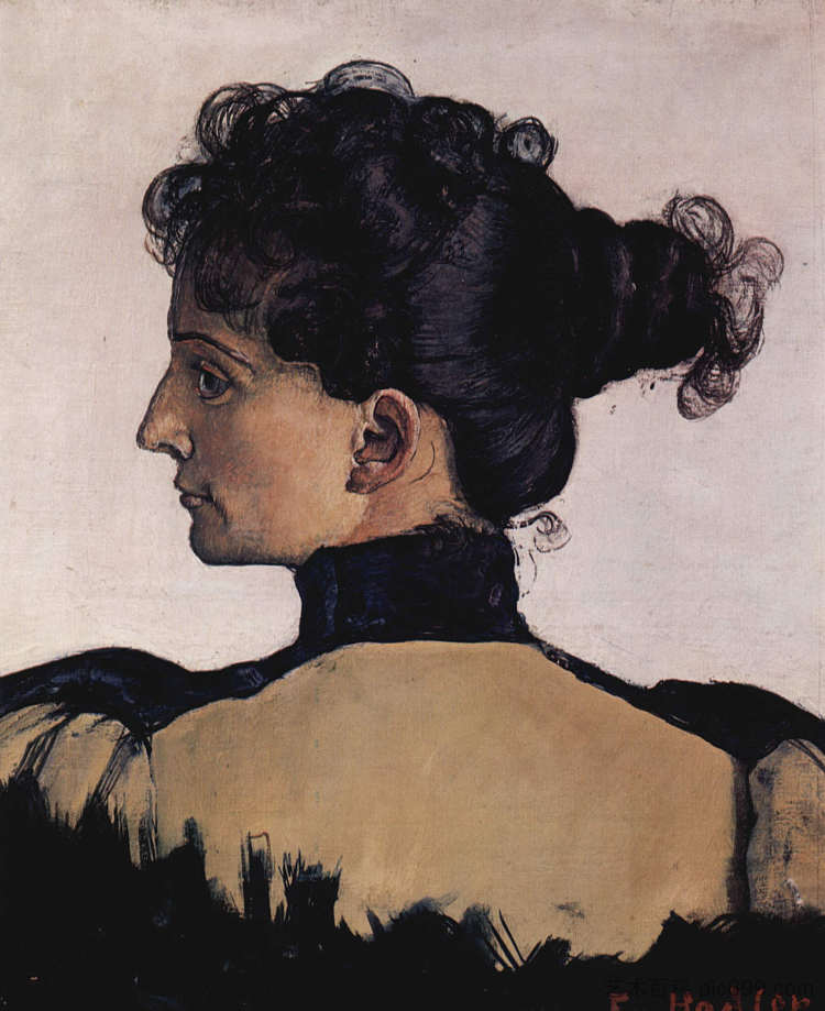 艺术家的妻子贝尔特·雅克的肖像 Portrait of Berthe Jacques, wife of the artist (1894)，费迪南德·霍德勒