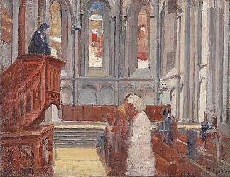 日内瓦圣皮埃尔大教堂的祈祷 Prayer in the Cathedral of St. Pierre, Geneva (1882)，费迪南德·霍德勒