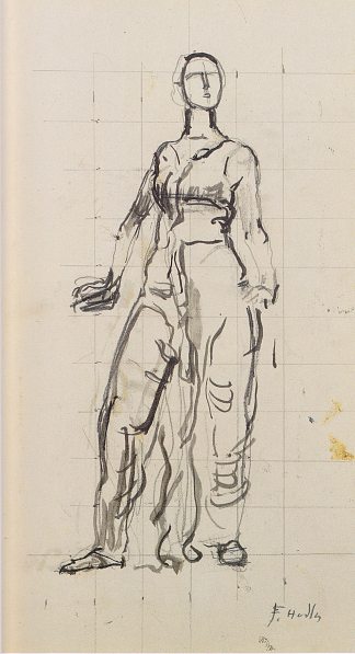 站立的垂坠人物 Standing draped figure (c.1913)，费迪南德·霍德勒