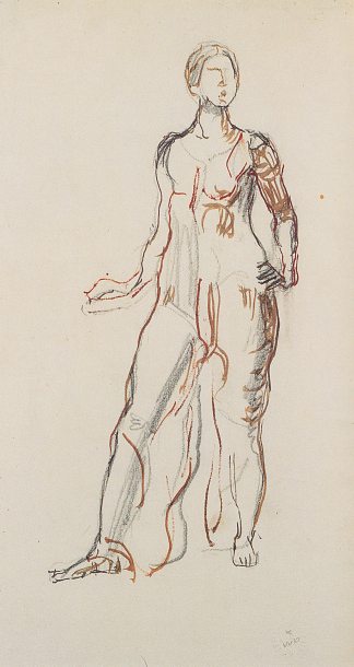 站立的垂坠人物 Standing draped figure (c.1913)，费迪南德·霍德勒