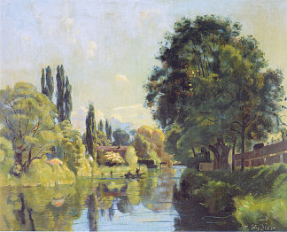 图恩附近的阿勒卡纳尔 The Aarekanal near Thun (1879)，费迪南德·霍德勒
