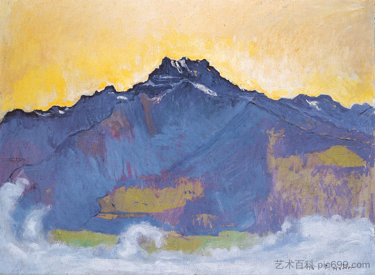 来自Chesieres的Dents du Midi The Dents du Midi from Chesieres (1912)，费迪南德·霍德勒