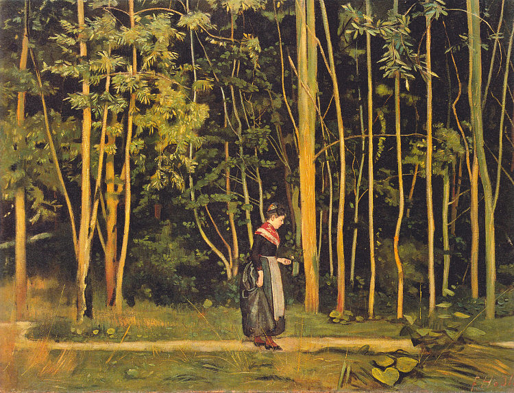 在森林边缘散步 Walking at the forest edge (1885)，费迪南德·霍德勒