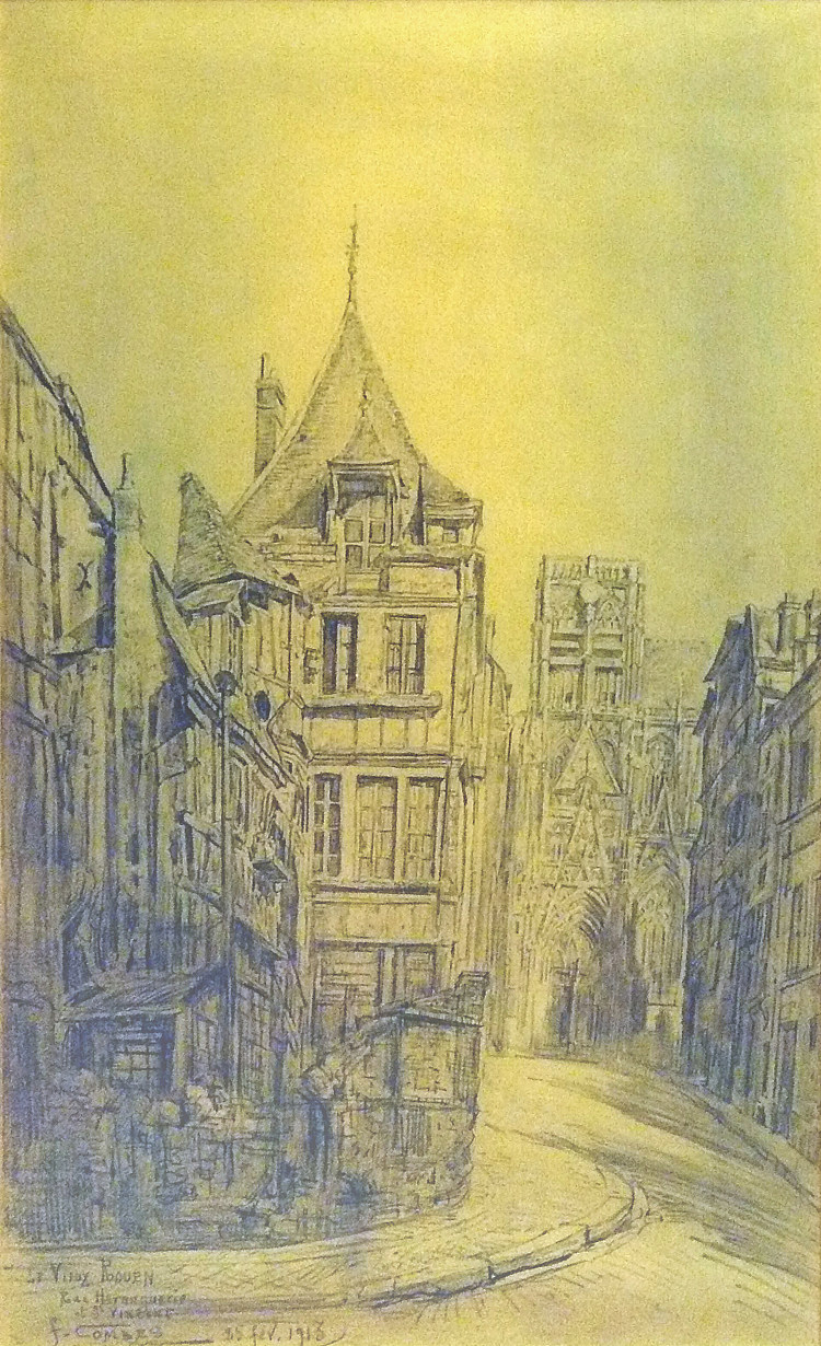 老鲁昂、哈朗吉里街和圣文森特 Le Vieux Rouen, Rue Haranguerie et St Vincent (1913)，费尔南德·康贝斯