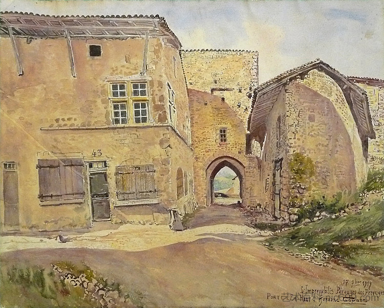 “Si imprenabilis pérouges des Pérouges” Pérouges， Porte d'en Haut "Si Imprenabilis Pérouges Des Pérouges" Pérouges, Porte d'en Haut (1919)，费尔南德·康贝斯