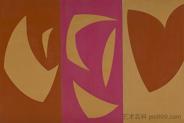 赭紫红色三联画 Triptyque ocre-violet-rouge (1965)，费尔南德勒杜克