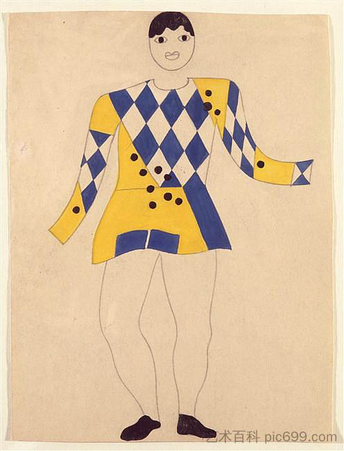 草稿服装（前） Draft costume (Front) (1929)，费尔南德·莱热