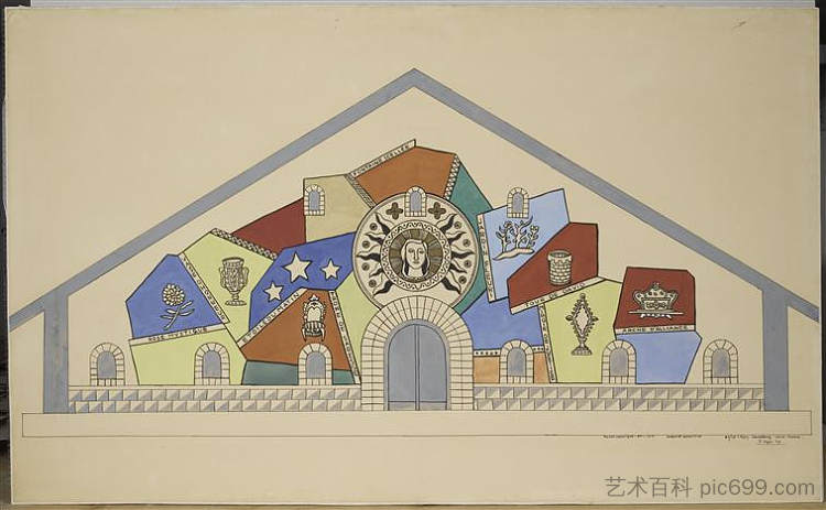 万恩圣母教堂马赛克模型 Model for the mosaic of the Church of Our Lady of All Graces (1947)，费尔南德·莱热