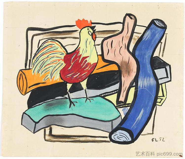 公鸡和原木 Rooster and logs (1952)，费尔南德·莱热