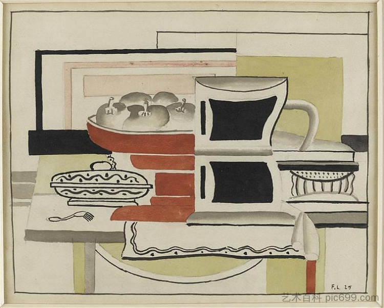 静物画 Still life (1925)，费尔南德·莱热