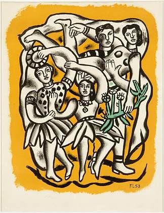 舞者（黄色背景） The dancers (yellow background) (1954)，费尔南德·莱热