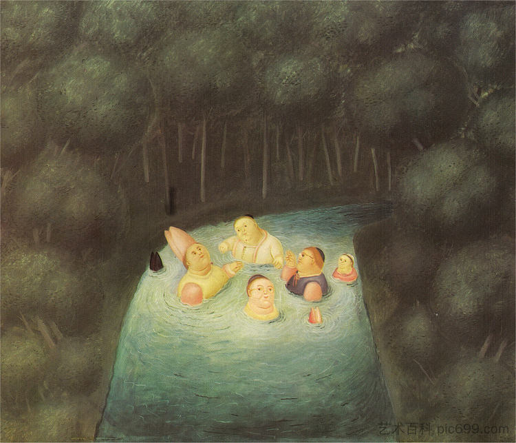 在河里洗澡的主教 Bathing Bishops in a River (1967),费尔南多·博特罗