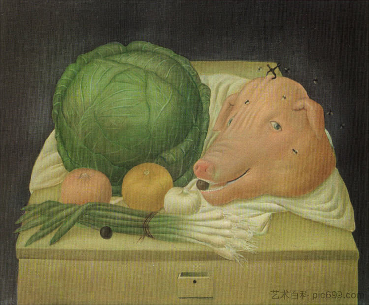 静物与猪肉头 Still Life with the Head of Pork (1968),费尔南多·博特罗