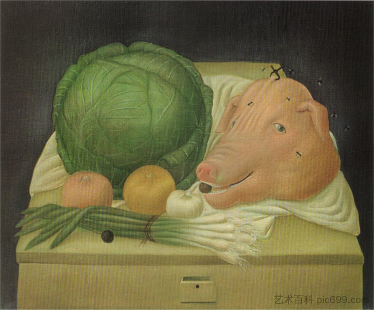 静物与猪肉头 Still Life with the Head of Pork (1968)，费尔南多·博特罗