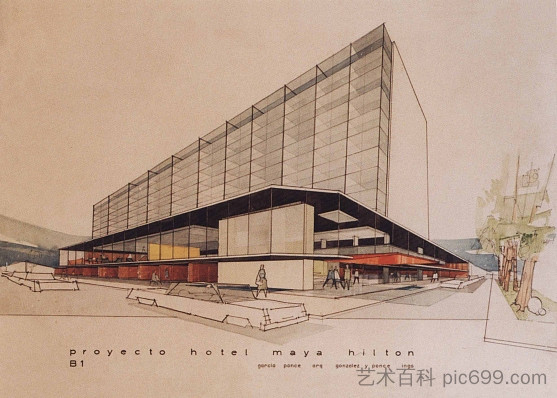 玛雅希尔顿酒店项目 Proyecto Hotel Maya Hilton (1966)，费尔南多·加西亚·庞塞