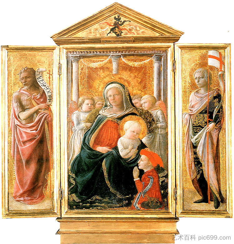 天使和捐赠者的谦卑圣母 Madonna of Humility with Angels and Donor (1430)，弗拉·菲利普·利比