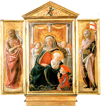 天使和捐赠者的谦卑圣母 Madonna of Humility with Angels and Donor (1430)，弗拉·菲利普·利比