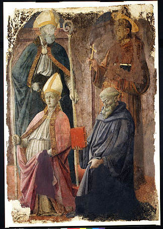 圣奥古斯丁和弗朗西斯，主教圣人，以及圣本笃十六世 Saints Augustin and Francis, a Bishop Saint, and Saint Benedict (c.1452 – c.1464)，弗拉·菲利普·利比