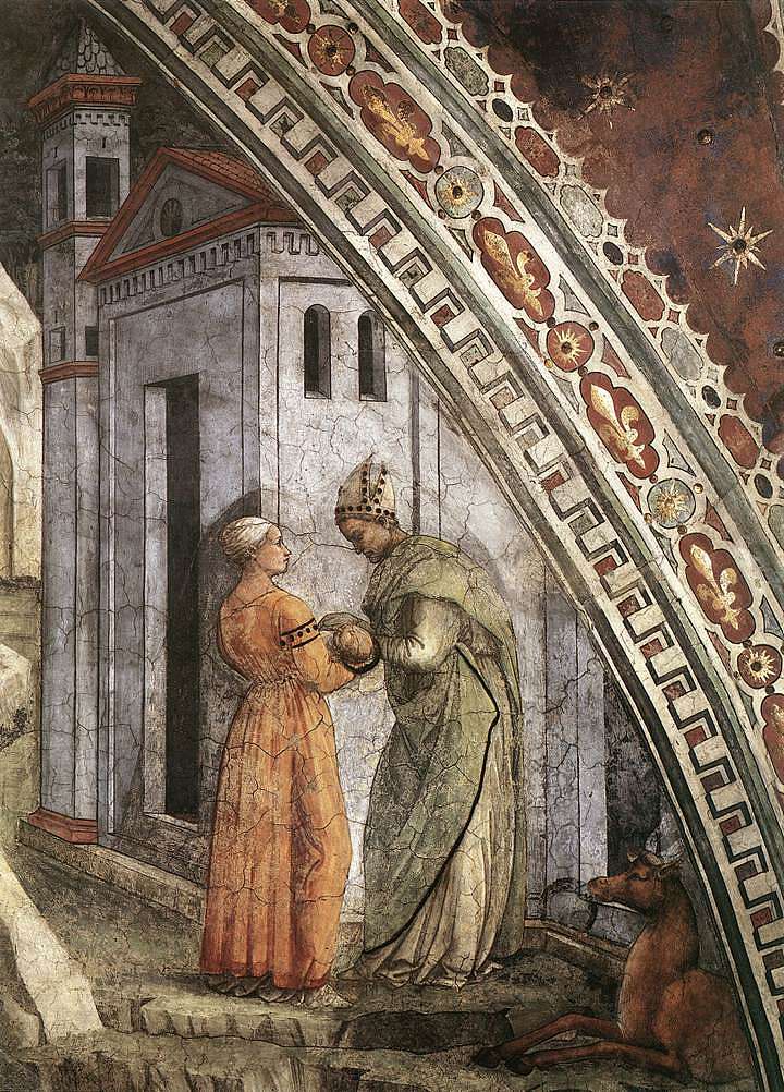 圣斯蒂芬的诞生和婴儿期（局部） The Birth and Infancy of St. Stephen (detail) (1452 - 1465)，弗拉·菲利普·利比