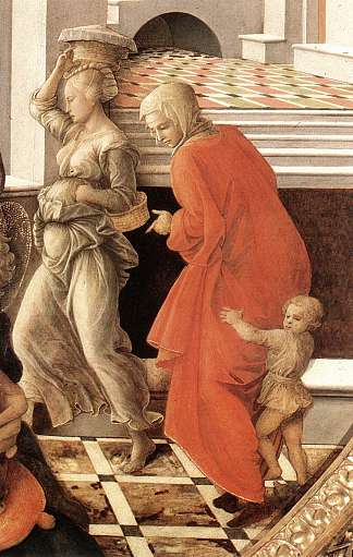 圣母与孩子和圣安妮生活的场景（局部） Virgin with the Child and Scenes from the Life of St. Anne (detail) (1452)，弗拉·菲利普·利比