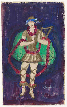 为艺术家芭蕾舞剧《四重奏艺术的奥尔菲》设计服装（尼金斯基） Costume design (Nijinsky) for artist's ballet "Orphée of the Quat-z-arts" (1912)，弗洛琳·史提海莫