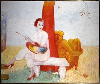 带调色板的自画像（画家和动物） Self-Portrait with Palette (Painter and Faun)，弗洛琳·史提海莫
