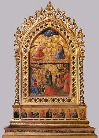贤士的天使报喜和崇拜 Annunciation and Adoration of the Magi (c.1424)，弗拉·安吉利科