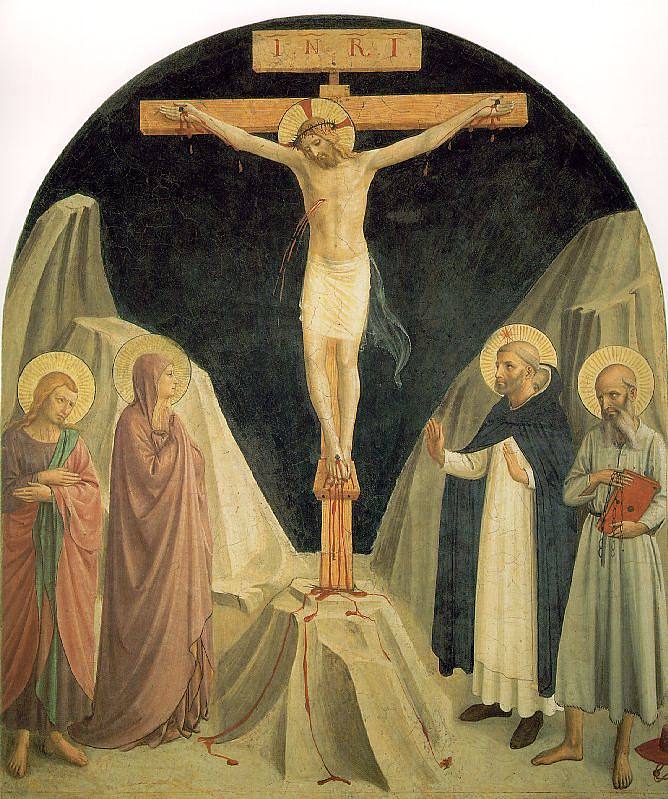 被钉十字架的基督与福音传教士圣约翰 Crucified Christ with Saint John the Evangelist (1441 - 1442)，弗拉·安吉利科