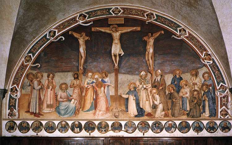 钉十字架和圣徒 Crucifixion and Saints (1441 - 1442)，弗拉·安吉利科