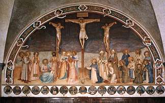 钉十字架和圣徒 Crucifixion and Saints (1441 – 1442)，弗拉·安吉利科