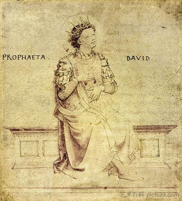 大卫王在普萨尔特里玩耍 King David Playin a Psaltery (c.1430)，弗拉·安吉利科